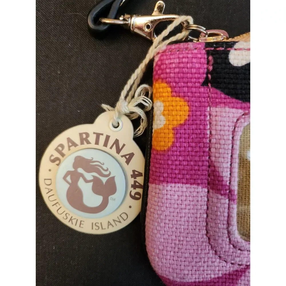 SPARTINA 449 Linen & Leather Small Wristlet Clutch ID Slot Multi Color New NB